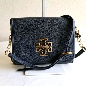 Tory Burch Pebbled Leather Crossbody Bag Black